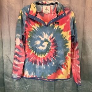 Simply Southern Women's Pullover Tie‎ Dye Fleece SWIRL 1/4 Snap Medium
